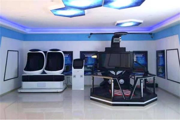 vr體驗館里的vr蛋椅和vr高空作業機